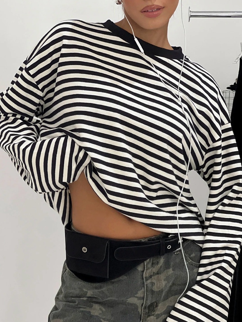 NWT - Princess Polly “Settle Down” Black & White Striped Tee - Oversized